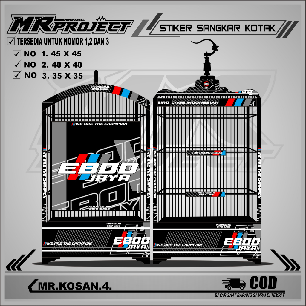 Stiker Decal Sangkar Kotak-Sticker Ebot Kosan Sangkar motif Ebod Jaya