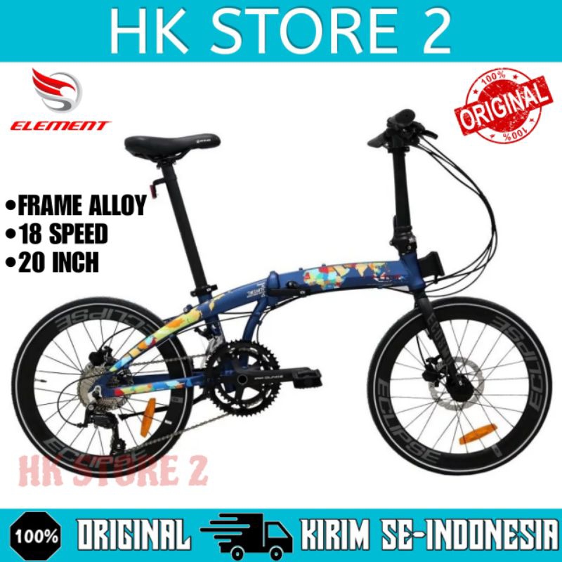 Sepeda Lipat ELEMENT ECOSMO Z9 SAVE THE EARTH Ukuran 20 Inch 18 Speed Alloy