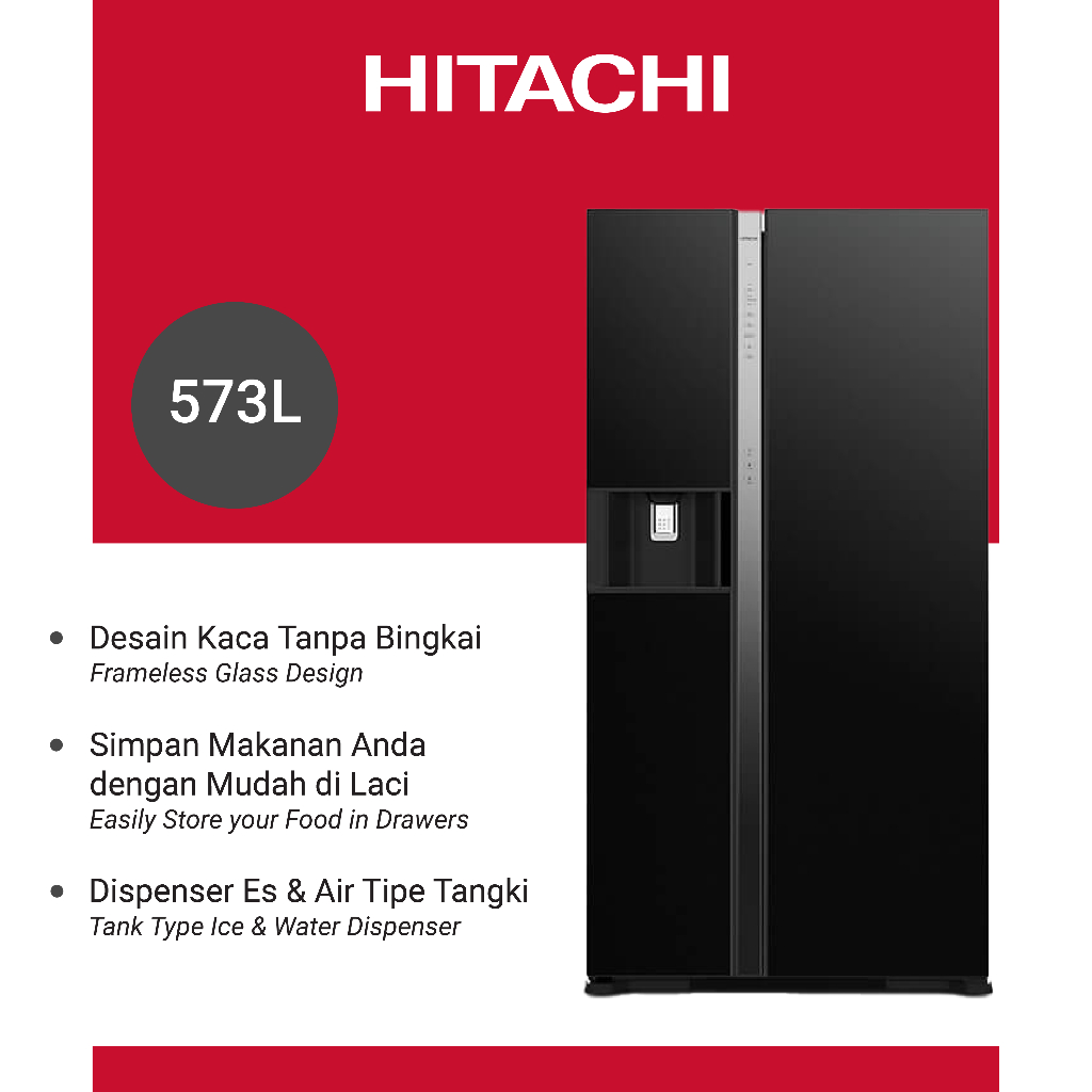 HITACHI Kulkas Side By Side Deluxe GBK 590 Liter R-SX80GPGD0