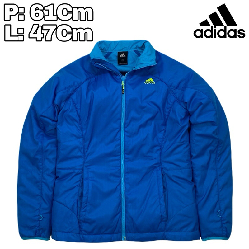 J220 Jaket Puffer Outdoor Adidas Sport Original  Waterproof Inner Biru Hiking Pendaki Gunung