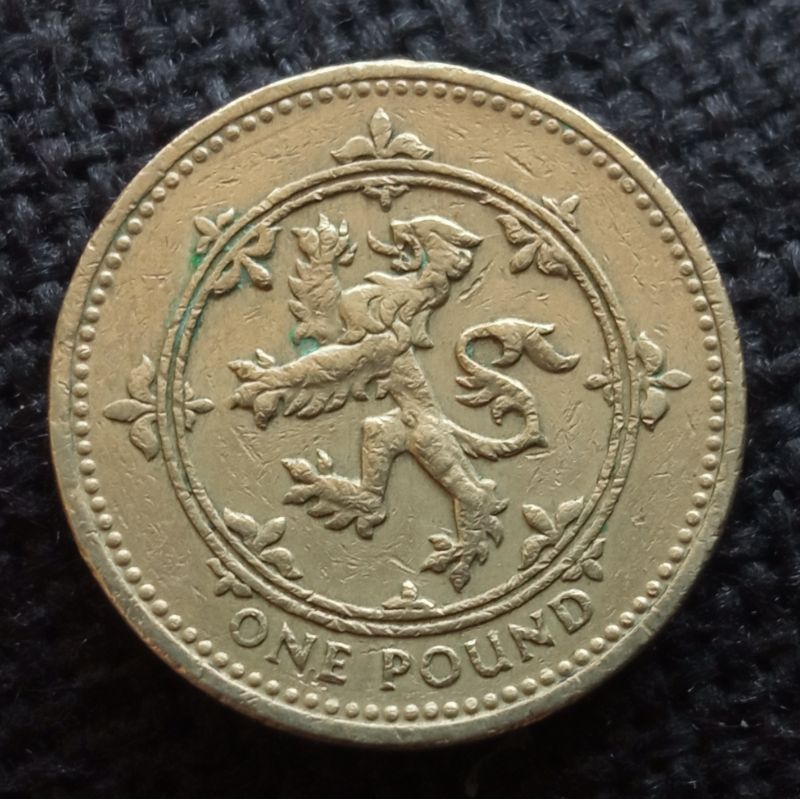 Uang Koin Kuno Inggris 1 Pound Lama Scottish Lion Seri Lambang Heraldik Commemorative