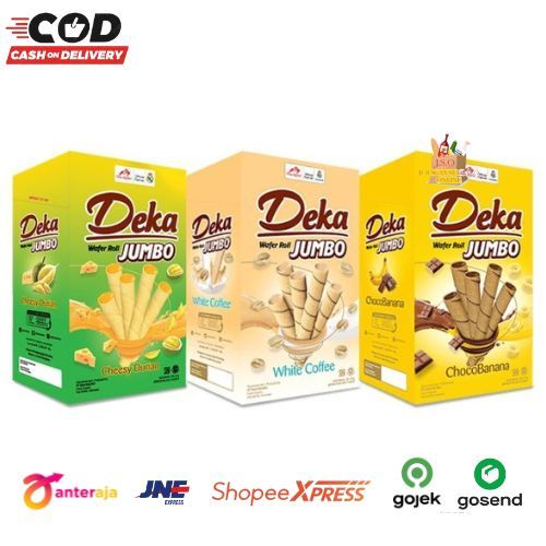 

[JSO ] Deka Wafer Roll Jumbo Dua Kelinci Box Isi 20 x 14gr Choco Banana Cheesy Durian White Coffee Snack Cemilan Anak Murah Halal