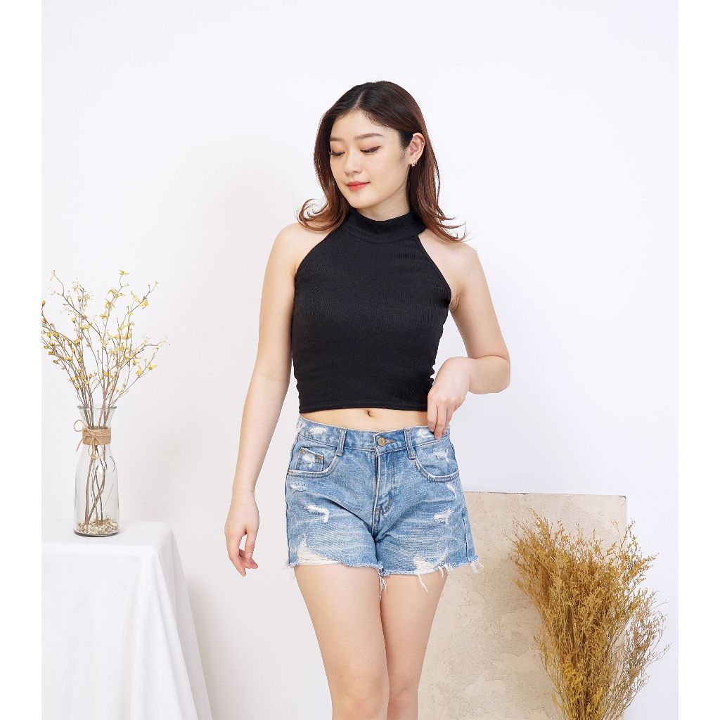 AYANA | Tanktop Basic Tali Leher Halter Korean Sexy Crop Tanktop