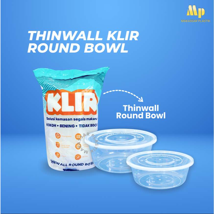 TWINWALL ROUND KLIR / KOTAK MAKANAN / WADAH MAKANAN PLASTIK @25 PCS