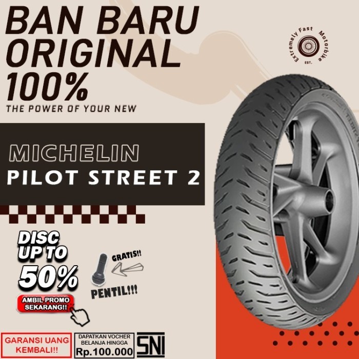 Ban Motor Matic Tubeless Michelin Pilot Street 2 Ring 14 BanMotor Beat Vario Tubles Sepasang Ring 14
