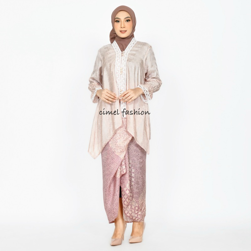 Aini kebaya batik viscose modern, atasan kebaya polos rok lilit batik