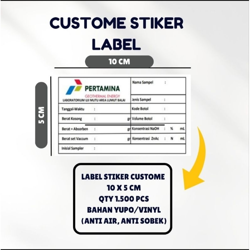 

LABEL STIKER VINYL 100X50 MM CUSTOME