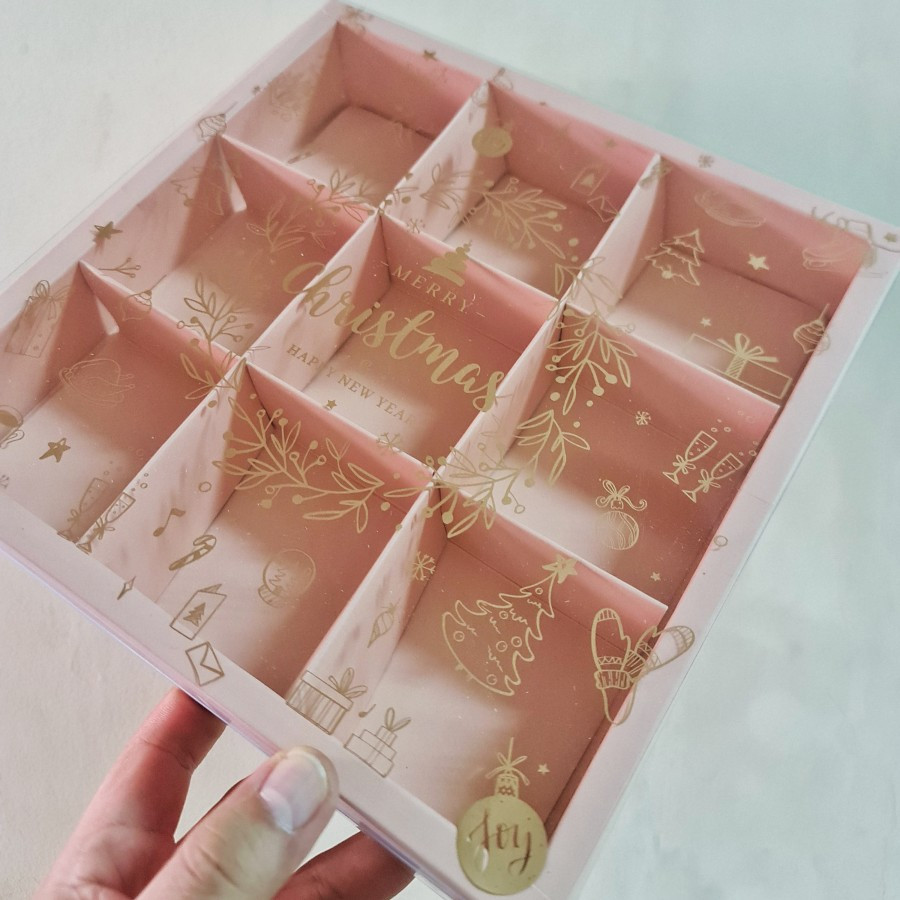 

10 pcs dus natal kotak hampers kue cookies box packaging christmas sekat 9-pink salem