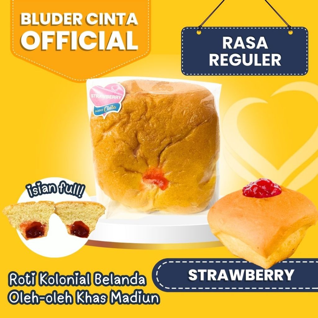 

Rasa STRAWBERRY Bluder Cinta Oleh oleh Roti Bakery Khas Madiun Asli