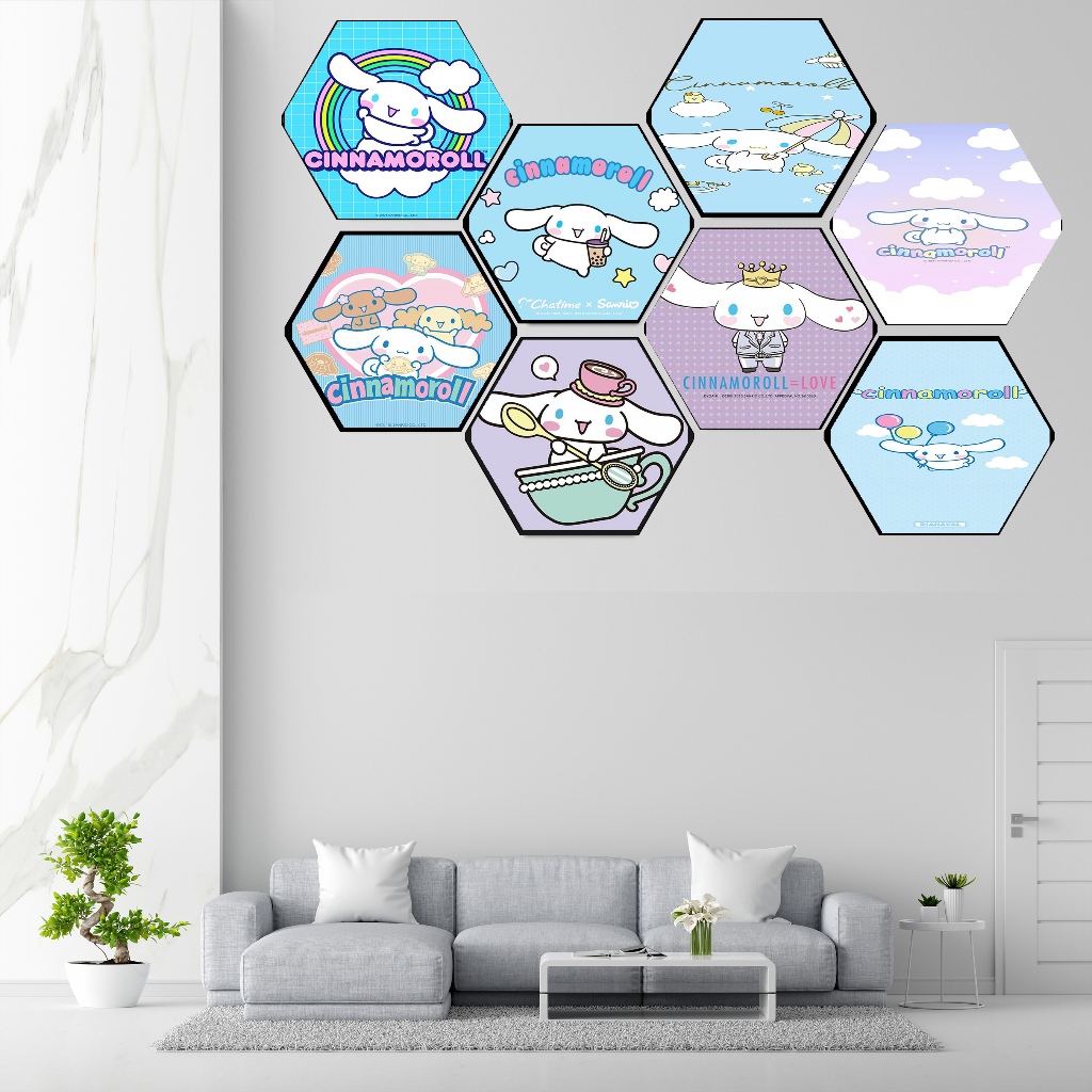 HIASAN DINDING KAMAR CINNAMOROLL DESIGN HEXAGONAL - WALLDECOR [WF113] DEKORASI KAMAR AESTHETIC - WAL