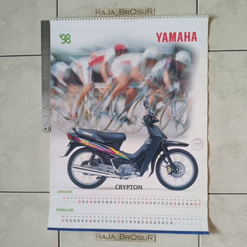 Kalender jadul lawas tahun 1998 lengkap Poster iklan Yamaha Crypton/Sigma/RX King Master/RX S RX Spe