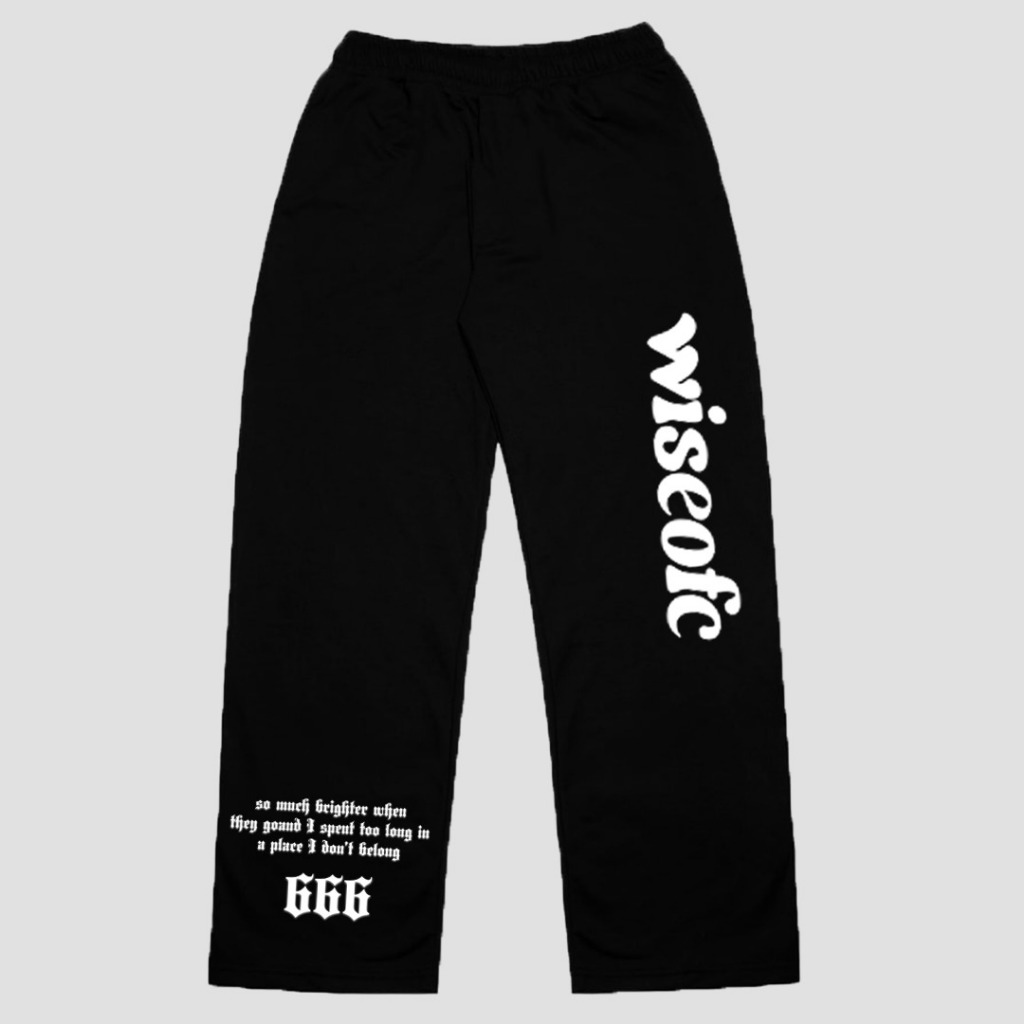 WAISE- Celana Panjang Long Pants MADNESS WISE  BLACK Fleece Limited