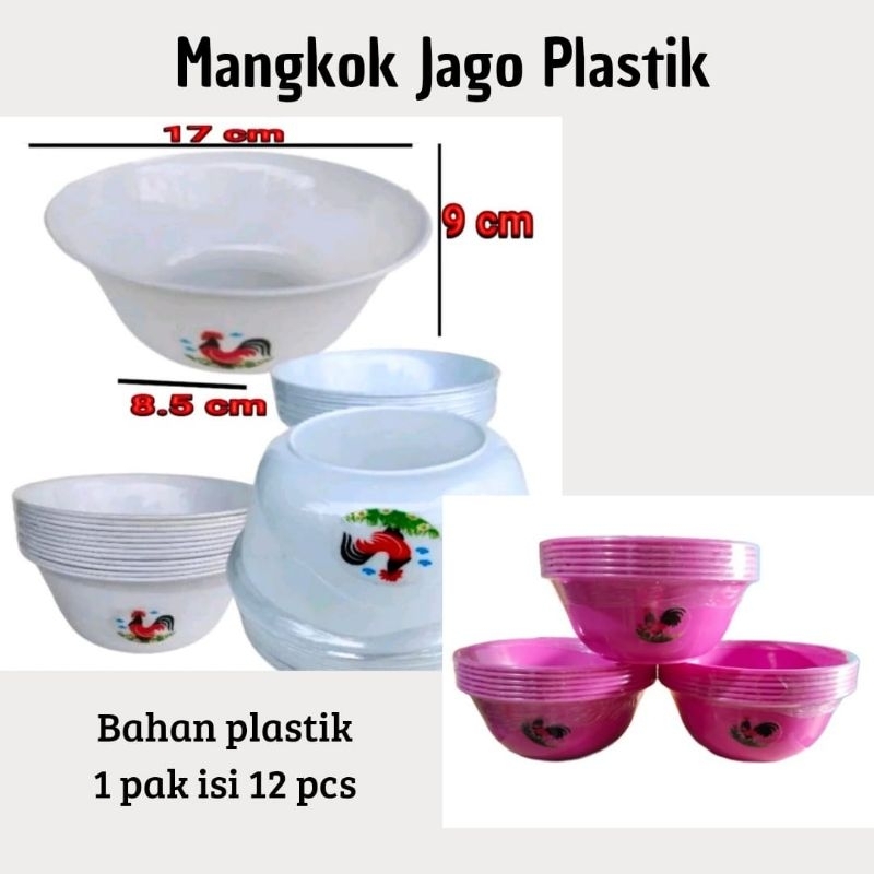 Mangkok jago plastik / mangkok plastik warna 1 lusin