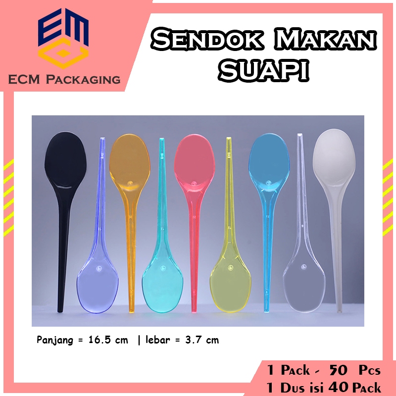 Sendok Makan Suapi Warna Transparan PS 50 pcs | Sendok Makan Plastik Warna