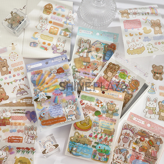

The Brown Bear and White Rabbit Diary Deco Stickers - Stiker Lucu