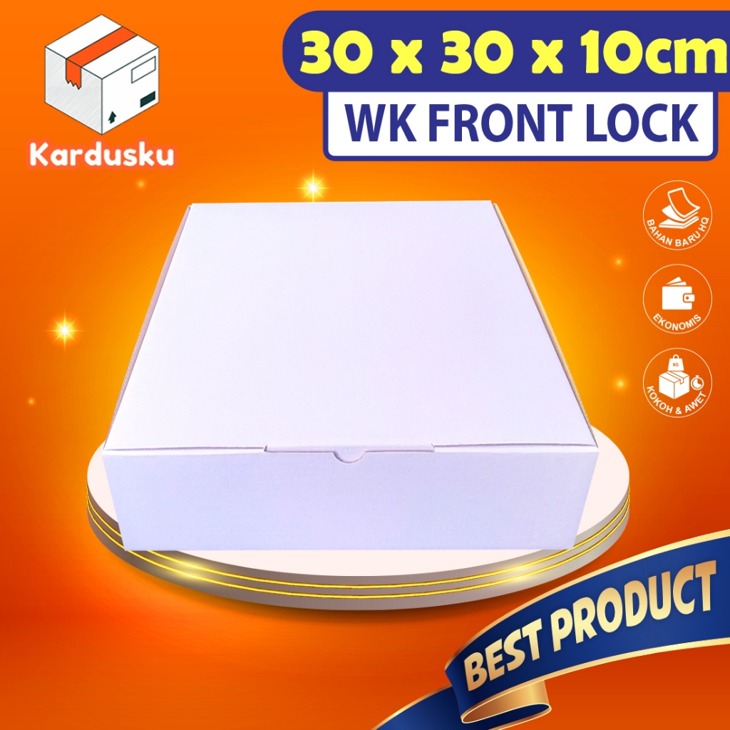 

Kardus PUTIH uk 30X30X10cm (ECER) Die Cut Box Kotak Packing Aksesoris Baju Makanan Pizza Hijab Kue