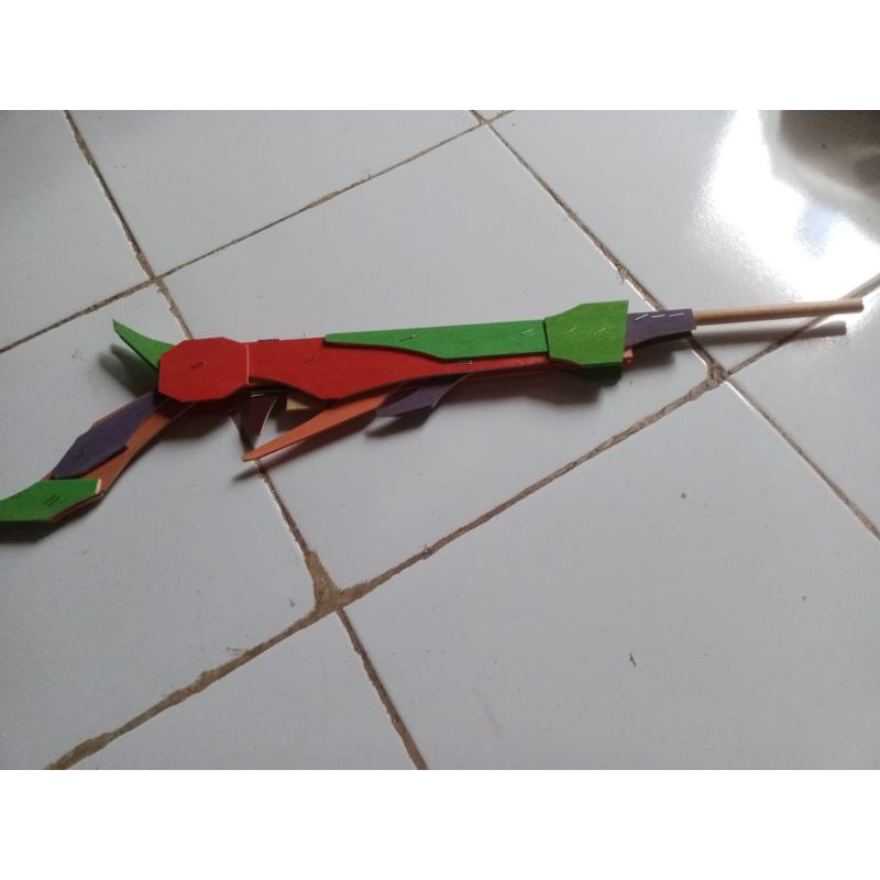 mainan tembakan kayu peluru karet shout gun