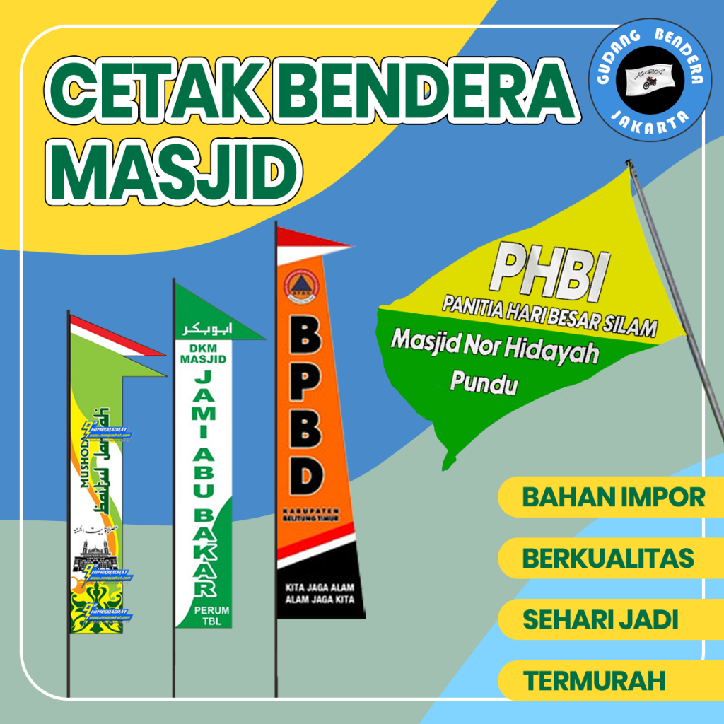 

[FREE DESIGN] CETAK BENDERA MASJID UMBUL UMBUL MASJID BENDERA HARI RAYA EID MUBARAK PANTIIA HARI BESAR ISLAM