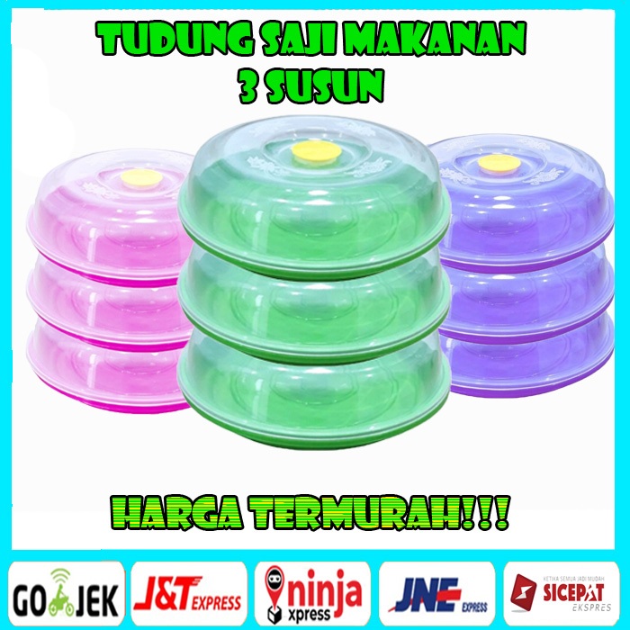 BBS [3 SUSUN]TEMPAT BOLU / TUDUNG SAJI SERBAGUNA / TEMPAT KUE / TEMPAT ROTI PLASTIK / TUDUNG SAJI KR