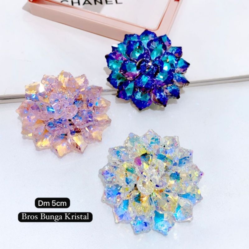 Bros import Bros Bunga kristal Brooch Premium Quality untuk hiasan baju di dada kualitas Import Peni