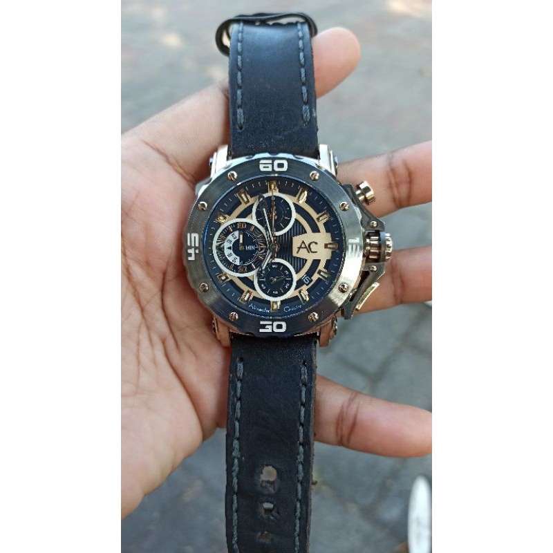 Preloved Alexandre Christie AC9205 Gold Stap Kulit Bekas Seken