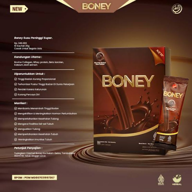 

Susu Boney (1 Susu + 1 Boney) / Peninggi Rekomendasi Hemat / Naik 5-15 Cm/Bpom Approved