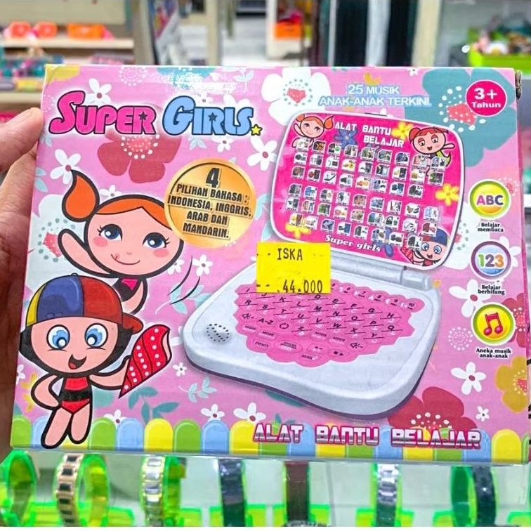 Mainan Laptop Mini 4 Bahasa / Mainan Edukasi Anak Laki-laki Perempuan