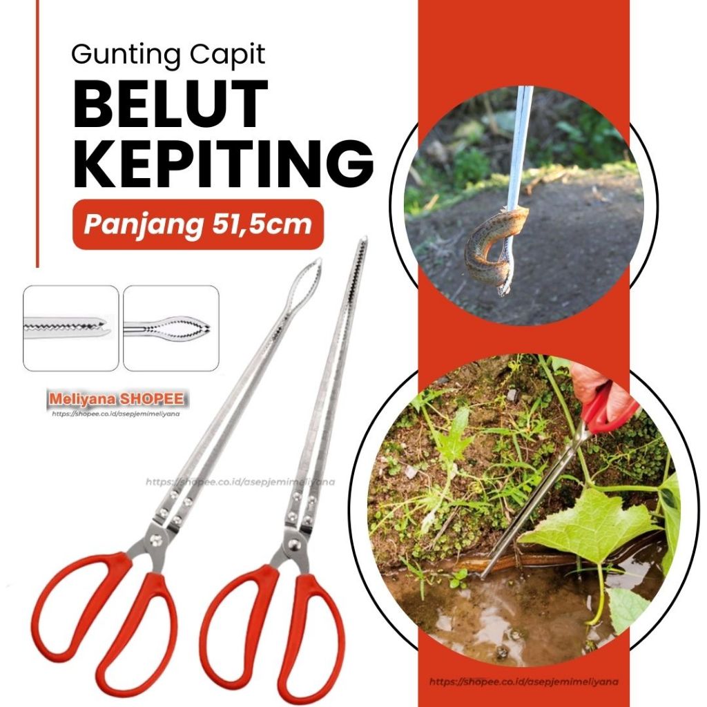 Gunting Capit Penjepit Penangkap Belut Ikan Kepiting Anti Slip Ujung Flat Dan Lengkung Panjang 52cm 