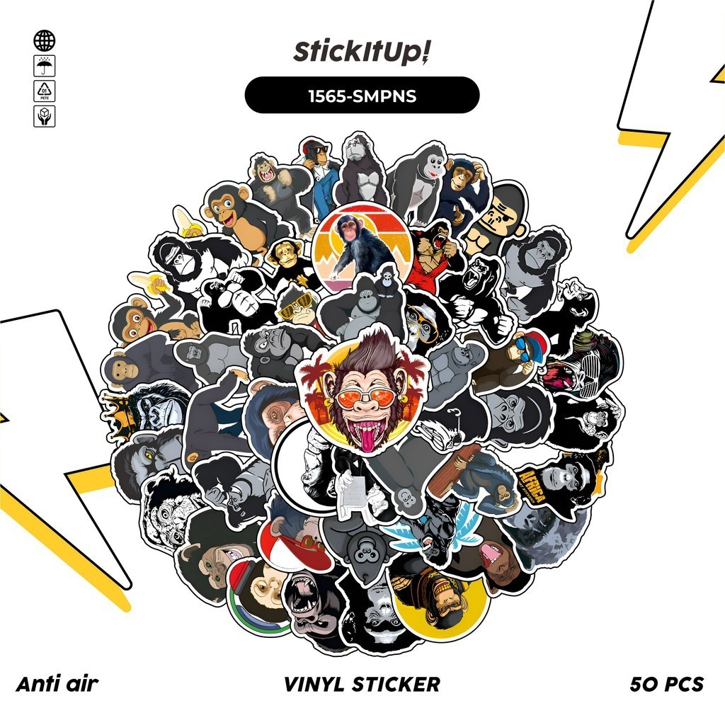 

COD✨ 100 Pcs Stiker Pack Hewan Simpanse Lucu Aesthetic Vynil Waterproof untuk Freebies Sticker Buku Journal Casing HP Laptop