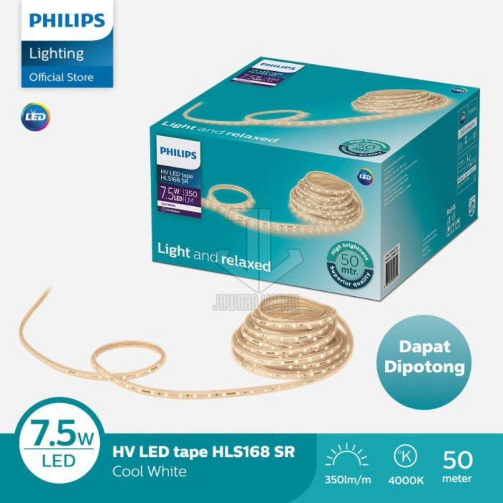 PHILIPS LAMPU LED SELANG HLS168 SR 7,5W/M 7.5 W 50M 50 M PUTIH NATURAL KUNING PER ROLL ROLLAN