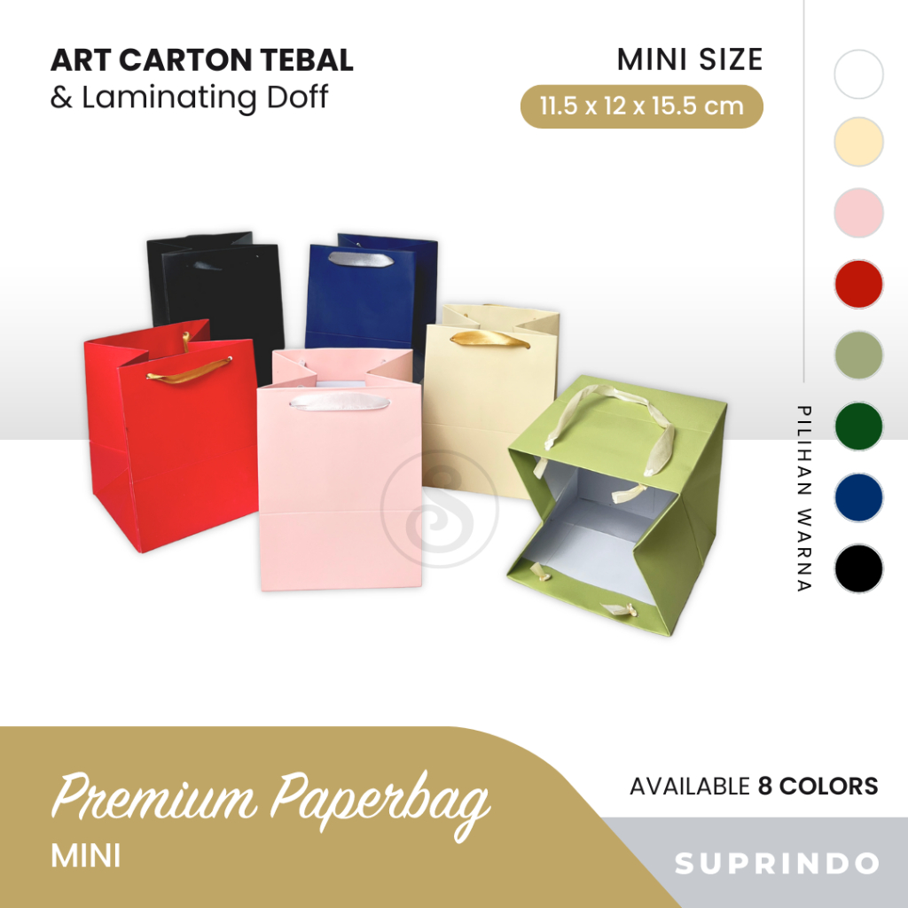 

Premium Paper Bag MINI (M001) TEBAL Uk. 11.5 x 12 x 15.5 cm