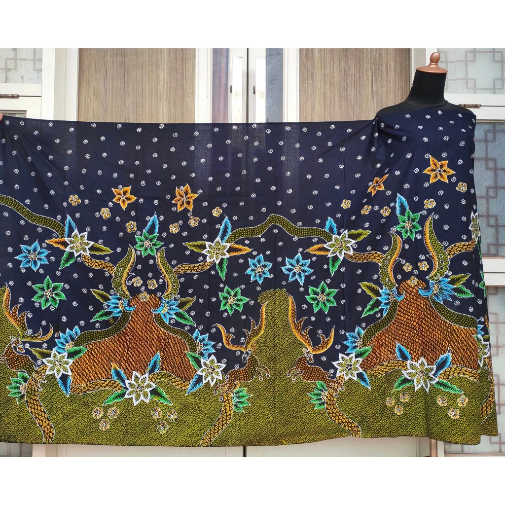 Batik umiromlah 2210221 Bahan Kain Batik Full Tulis Asli Canting Pengrajin Madura Pamekasan Biru Don