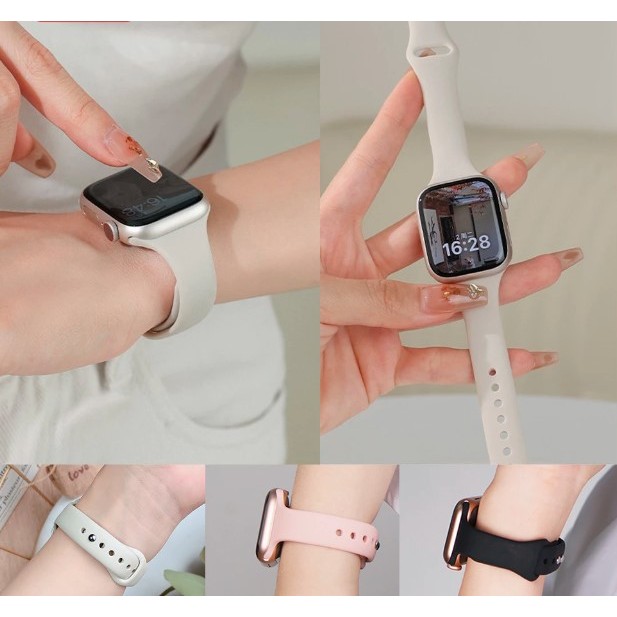 Slim Strap iWatch Kecil Rubber Karet T500 T55 Ultra T900 Pro Max T800 Smartwatch Tali Jam Tangan Pin