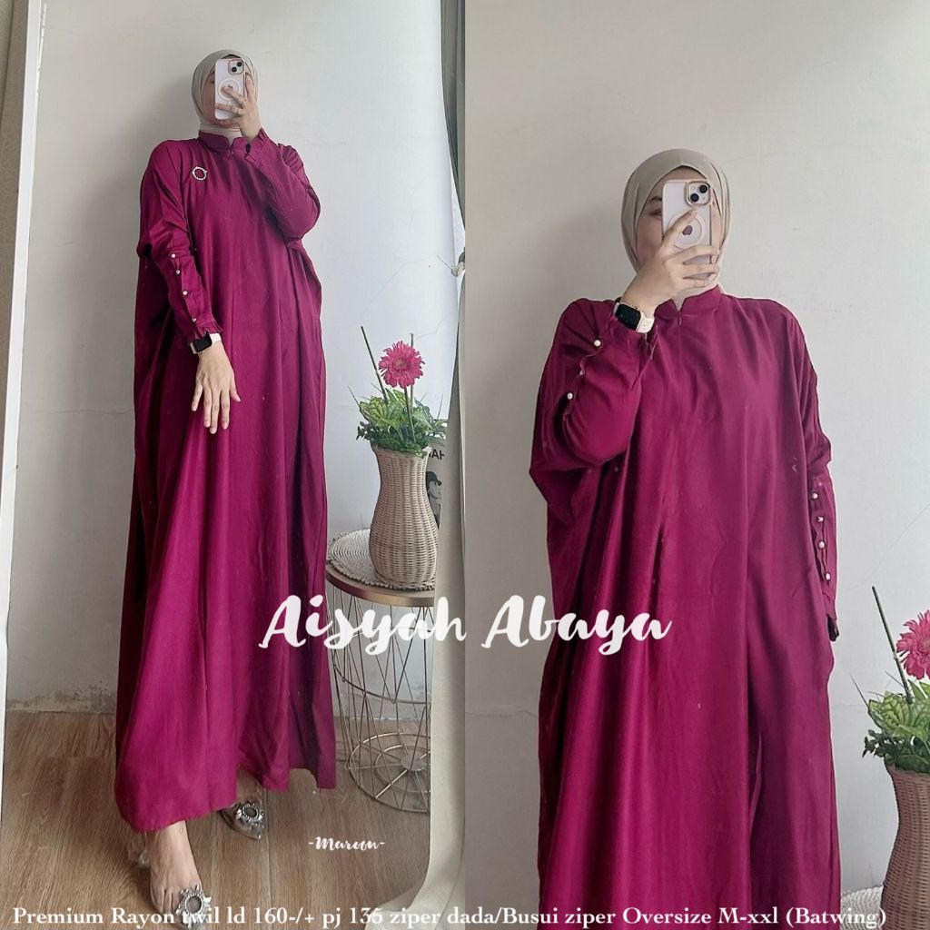 Gamis abaya aisyah polos jumbo bahan premium rayon twill