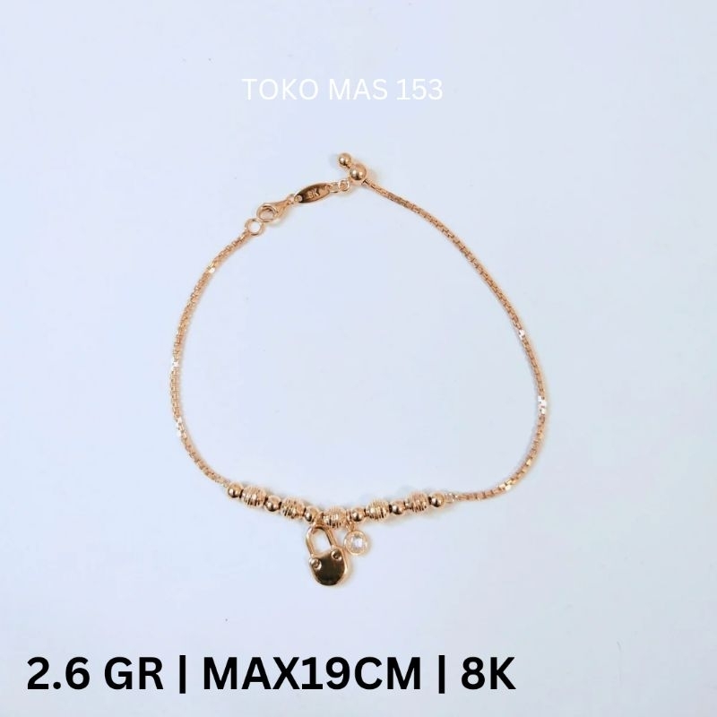 WAJIB TANYA STOK Realpict Gelang Rantai Serut Bola Bola Mainan Gembok Emas Asli Kadar 375