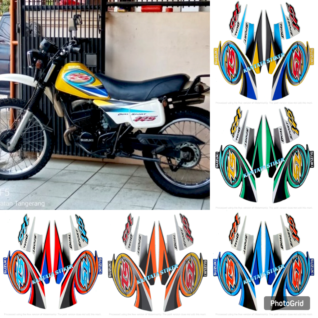 STIKER STRIPING LIS LES BODY MOTOR SUZUKI TS 125 HITAM BIRU STANDAR FULL SET