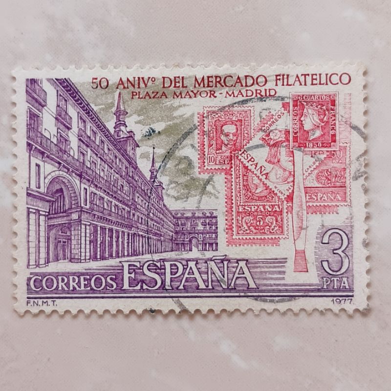 

(AD) Perangko Spanyol 1977 Stamp Market, Madrid 3 peseta Used