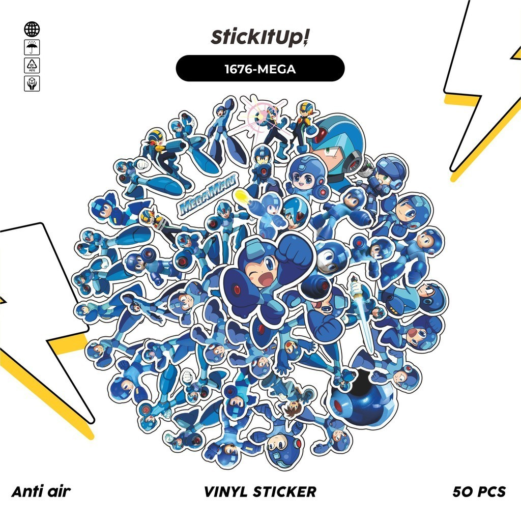 

COD✨ 100 Pcs Stiker Pack CAPSOM SERIES MEGAMAN ROCKMAN Lucu Aesthetic Vynil Waterproof untuk Freebies Sticker Buku Journal Casing HP Laptop