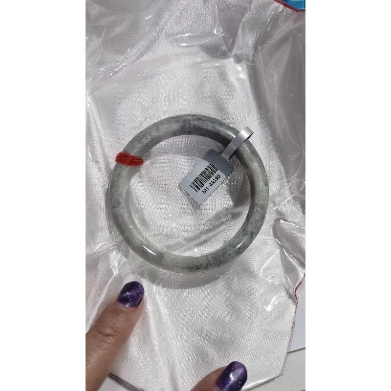 Bangle Jadeite Wuji Gelang Giok Wuji Bangle Giok Black Ink Grey Jade