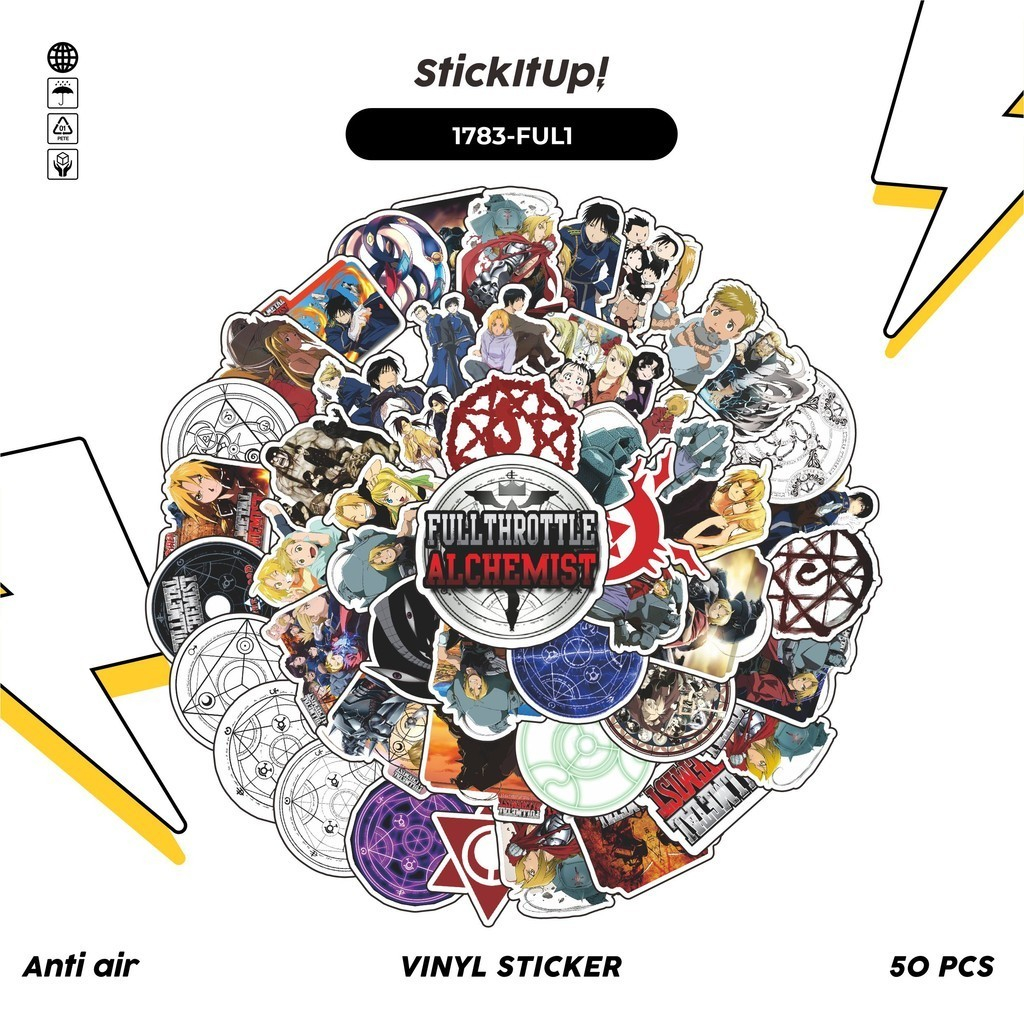 

COD✨ 50 Pcs Stiker Pack FULL METAL ALCHEMIST CHARACTER MIX 01 Lucu Aesthetic Vynil Waterproof untuk Freebies Sticker Buku Journal Casing HP Laptop