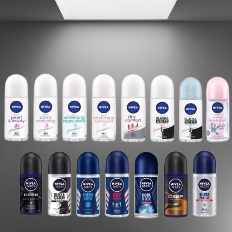 NIVEA DEODORANT 50ml black and white pearl beauty hijab series happy shave extra brightening cool ki