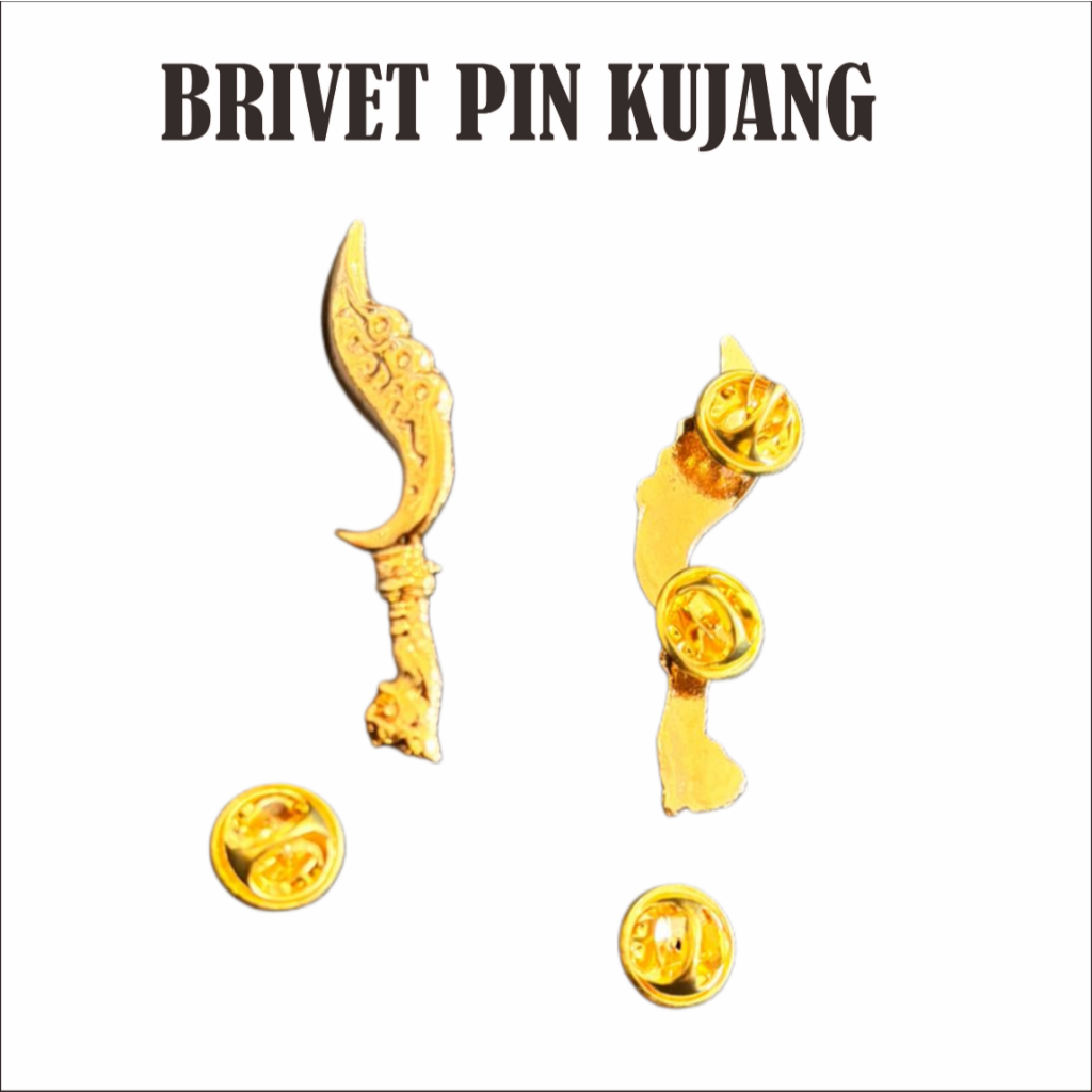 PIN KUJANG GOLD pin kujang polos emas pin kujang motif pin kujang aksesoris jawa barat kujang tebal 