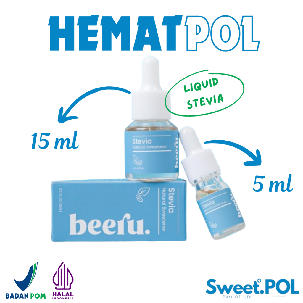 

Beeru Stevia Natural Sweetener, Pemanis alami 0% Kalori - 5ml & 15mL