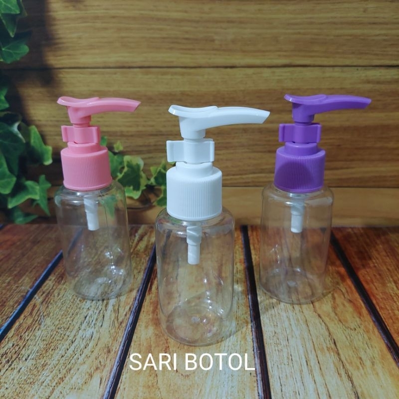 BOTOL 60ML PET PLASTIK / BOTOL PUMP LOTION 60ML TUBULAR NATURAL / BOTOL 60 ML PUMP CLIP
