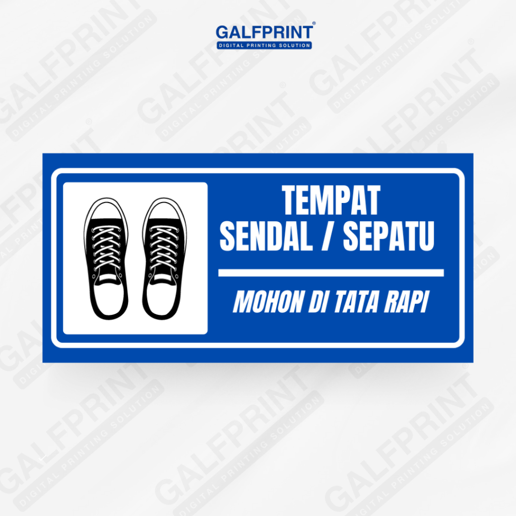 

GALFPRINT STICKER SIGN TEMPAT SENDAL SEPATU BIRU 12X5 CM