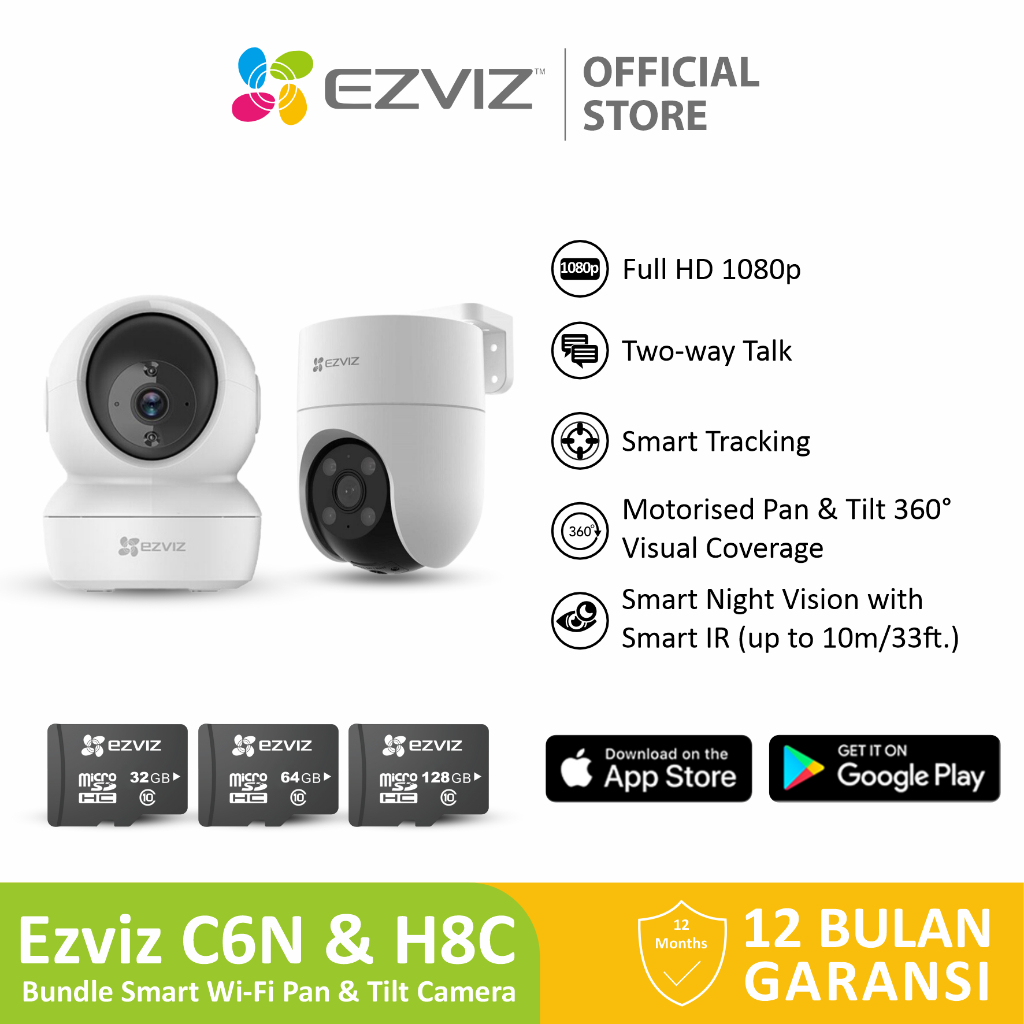 Ezviz C6N & H8C CCTV Indoor Outdoor Smart Home Ip Camera w/SD Card