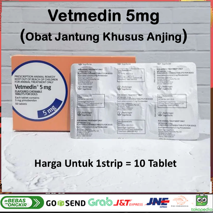 VETMEDIN 5MG 1 STRIP (10 TABLETS)  Obat Oral Khusus Penyakit Jantung
