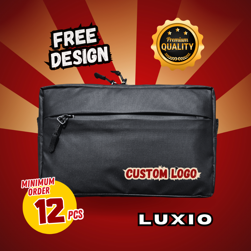 Tas Selempang Custom Nama Gambar Logo Premium - LUXIO Handbag - Komunitas Perusahaan Pria Wanita