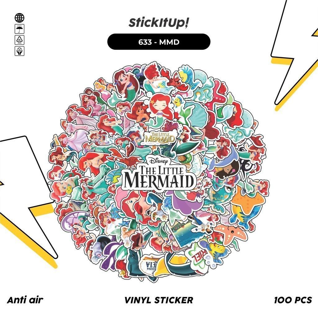 

COD 100 Pcs Stiker Pack The Little Mermaid Lucu Aesthetic Vynil Waterproof untuk Freebies Sticker Buku Journal Casing HP Laptop