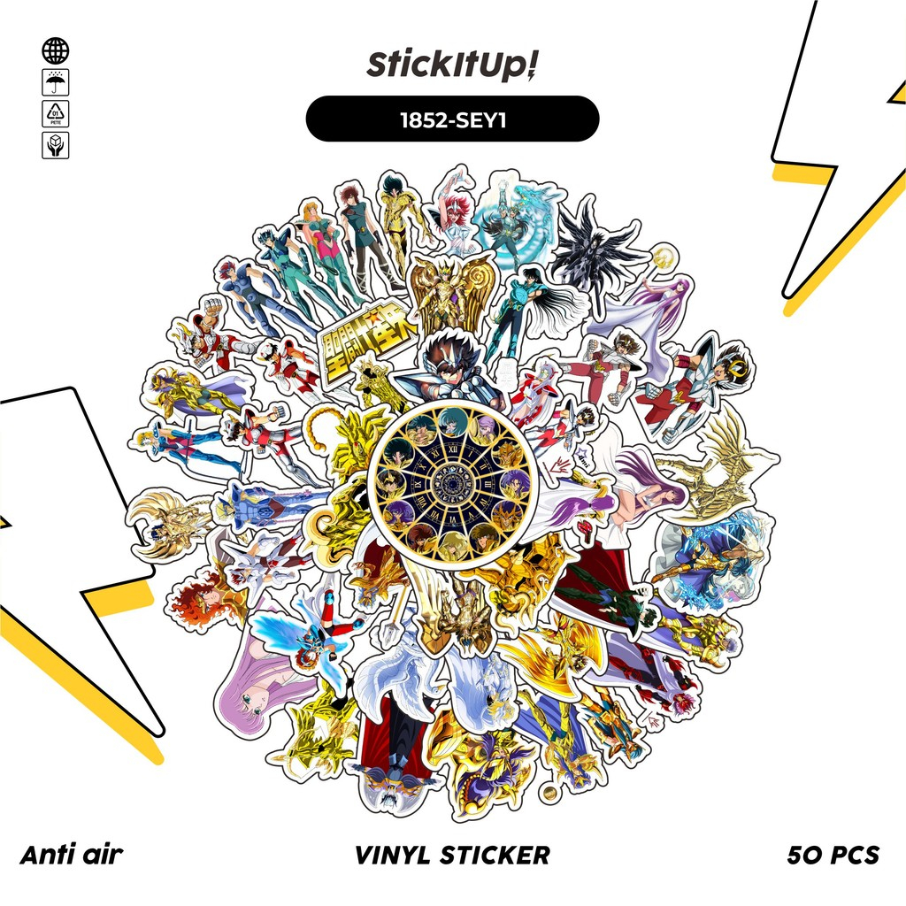

COD✨ 50 Pcs Stiker Pack SAINT SEIYA CHAR MIX 01 Lucu Aesthetic Vynil Waterproof untuk Freebies Sticker Buku Journal Casing HP Laptop